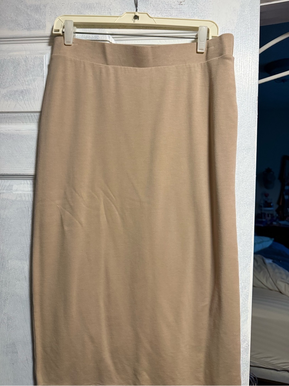 Neutral Beige Midi Pencil Skirt - Women